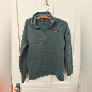 Patagonia Women's Better Sweater 1/4-Zip fleece pullover in a green/teal heather